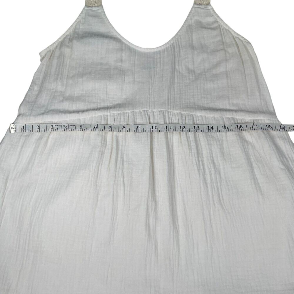 UpWest Plisse White Crochet Lace Detail Soft 100% Organic Cotton Maxi Dress M - Picture 14 of 16